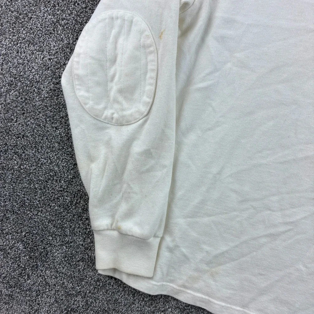 Vintage Polo Ralph Lauren Rugby Shirt Mens L White Elbow Patches Pony Logo
